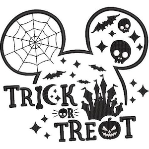 Trick or Treat Mickey Mouse Head Machine Embroidery Design, Disney Character Design, Halloween Embroidery Pattern
