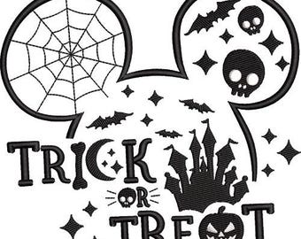 Trick or Treat Mickey Mouse Head Machine Embroidery Design, Disney Character Design, Halloween Embroidery Pattern