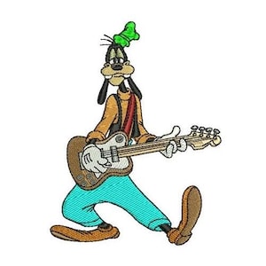 Rockstar Goofy Playing Guitar Machine Embroidery Design - 2 sizes, Disney Design, Mickey & Friends Character Embroidery Pattern