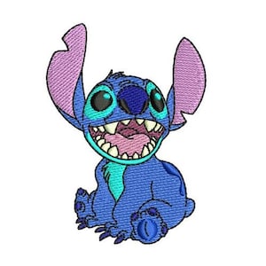 Laughing Out Loud Stitch Machine Embroidery Design, Disney Design, Cartoon Alien Pattern, Lilo & Stitch Character Embroidery Design