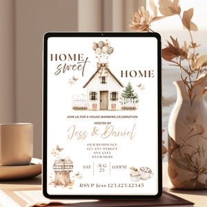 Boho Housewarming Invitation Template: Home Sweet Home, Editable Canva ...