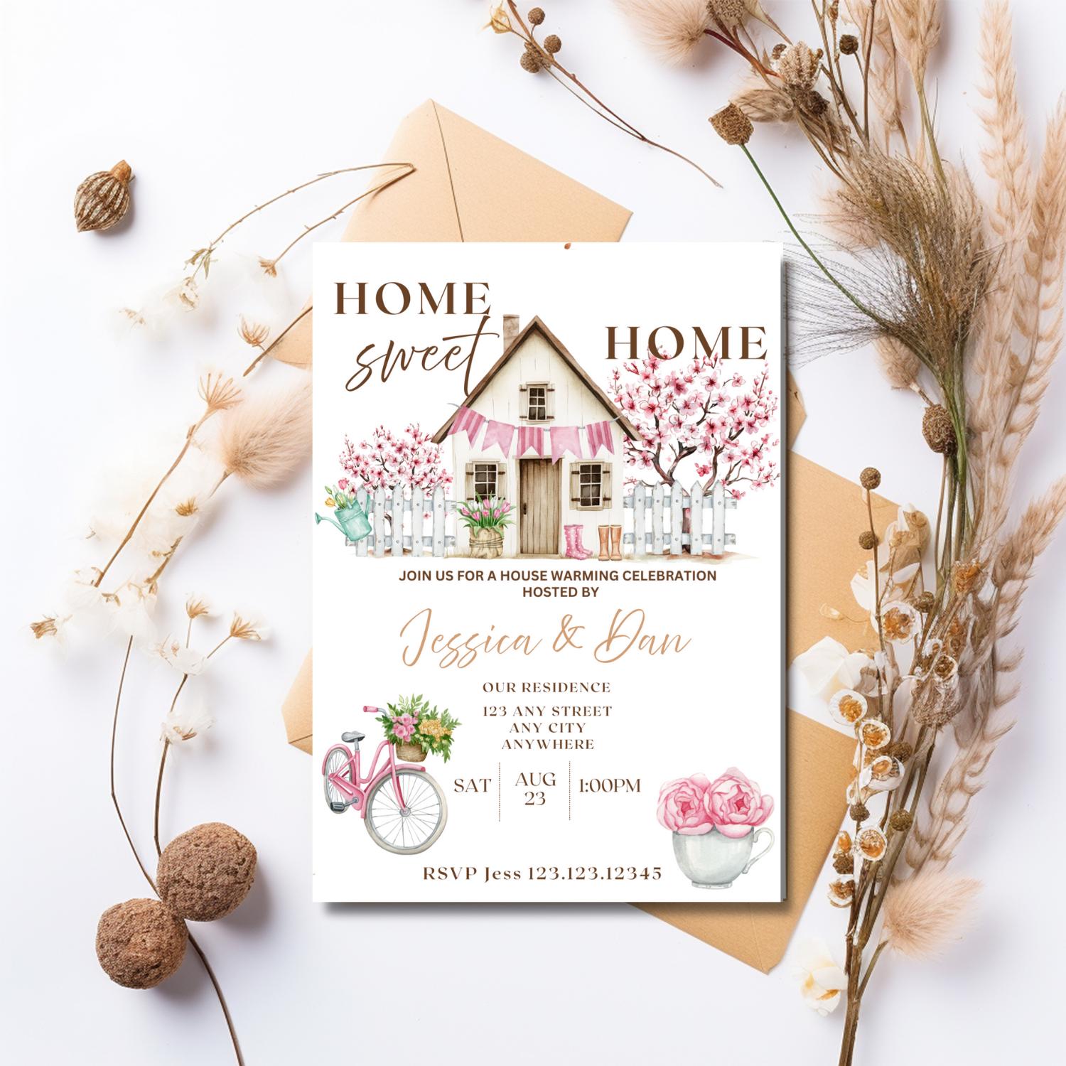 Boho Housewarming Invitation Template, Home Sweet Home Design (digital ...