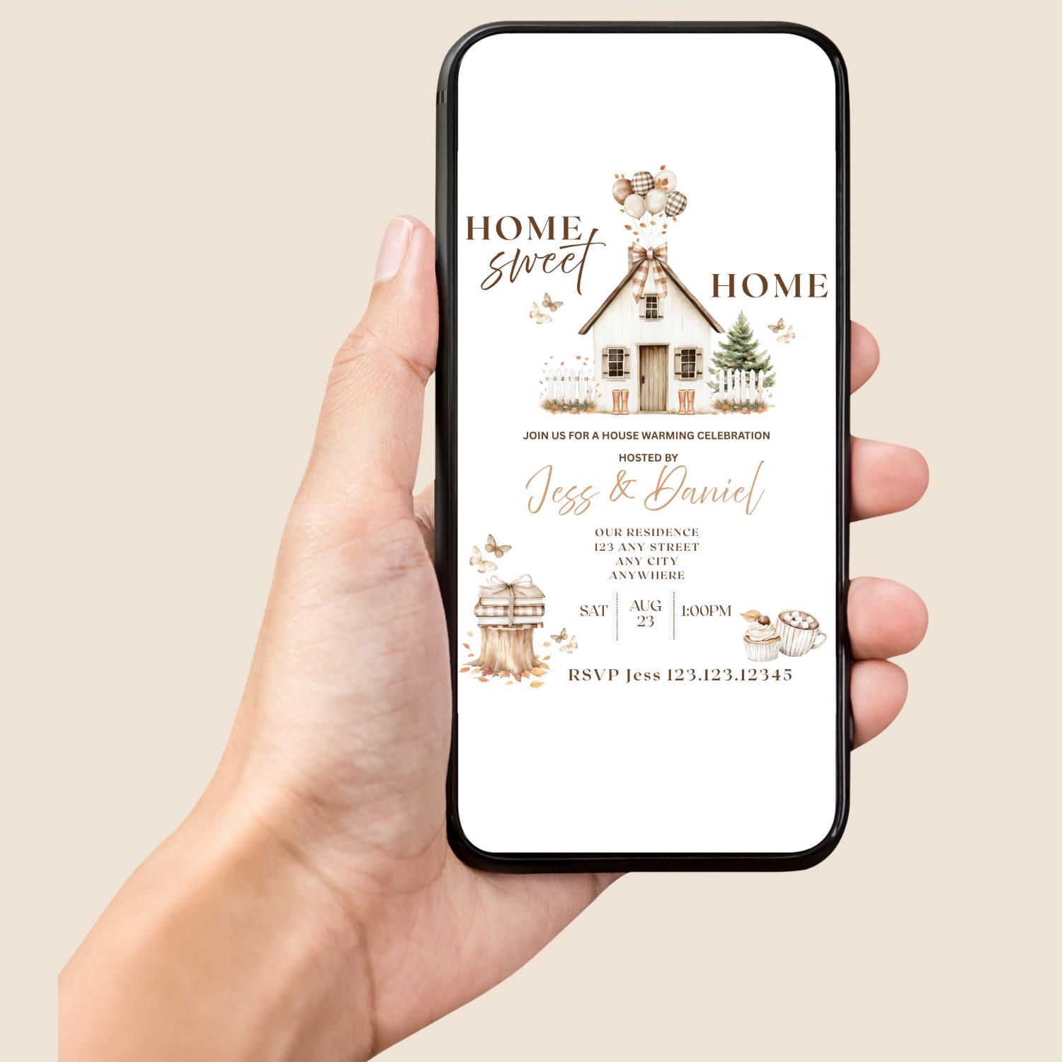Boho Housewarming Invitation Template: Home Sweet Home, Editable Canva ...