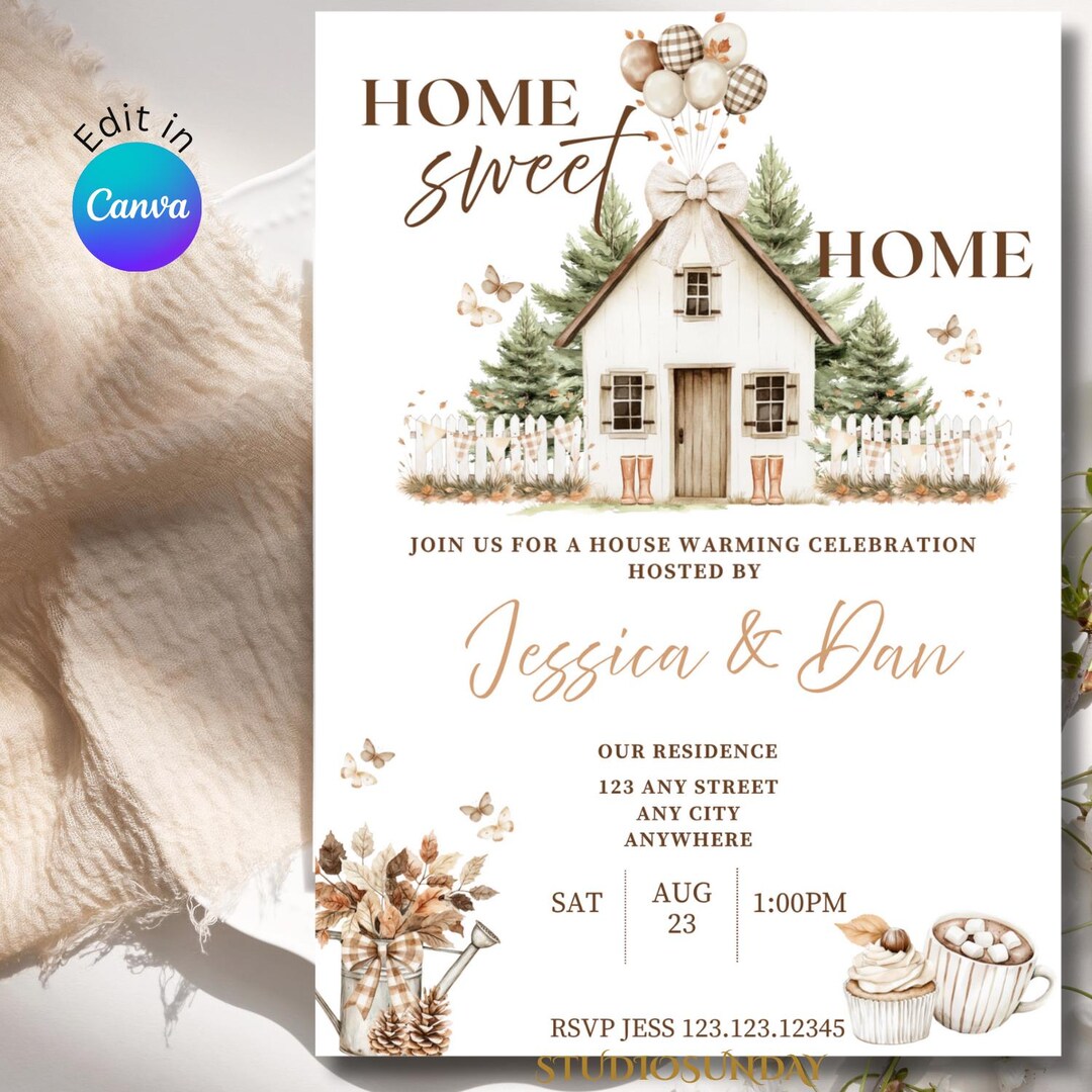 Boho Housewarming Invitation Template: Home Sweet Home (digital ...