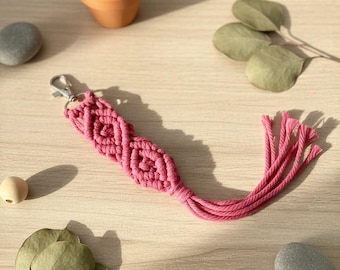 Boho Macrame Keychain: Colorful Tassel Keyring, Bag Charm