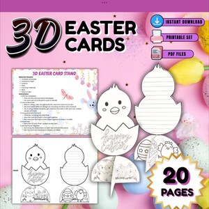 Porte-cartes de Pâques 3D | Décoration de Pâques imprimable | Présentoir lapin et oeuf | Bricolage pour les fêtes de fin d'année | Centre de table de Pâques
