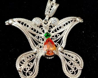 silver jewerly, sterling silver, handmade silver, silver accessories, silver pendant, silver butterfly, butterfly pendand, cute pendand