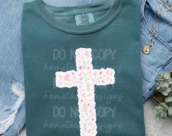 Kreuz png, florales Kreuz png, christliches png, digitaler Download, digitales Design für dtf und Sublimation