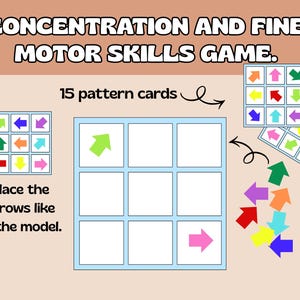 Arrow direction activity printable PDF. Arrow direction game to reproduce. Fine motor skills game. Fine motor activity. Preschool activity.