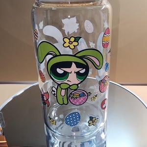 Power Puff Girls Easter Bunnies 16oz Glass Tumbler