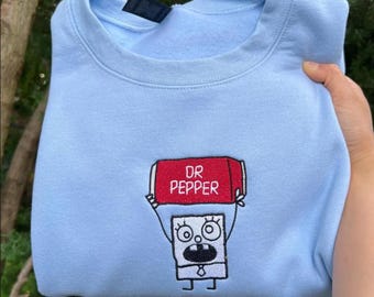 Doodle Dr Pepper Drink Embroidered Sweatshirt, Funny Gift Sweatshirt Soda Lover, Funny Coke Gift for Diet Dr Pepper Lover