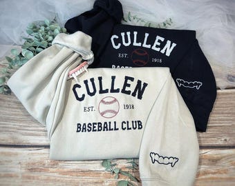 Cullen Baseball Club Twilight Embroidered Sweatshirt, Bookish Crewneck, Vampire Aesthetic, New Moon Eclipse Breaking Dawn Gift