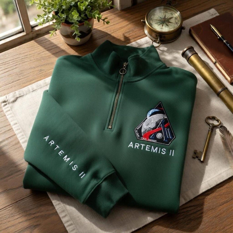 Artemis II Embroidered T-Shirt, NASA Space Program Fan Tee, Moon Mission Rocket Shirt, Astronomy Lover Gift image 2