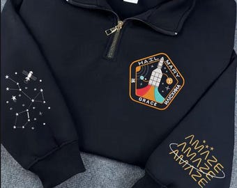 Geborduurd Project Mary Hail Grace-sweater met kwartrits, Project Mary Hail-shirt, Amaze Amaze Amaze-trui, astronomie fan cadeau