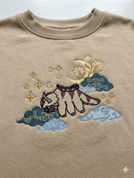 Embroidered Appa Sweatshirt, Flying Bison Shirt, Movie Embroidered Hoodie, Anime Aesthetic Gift for Fans