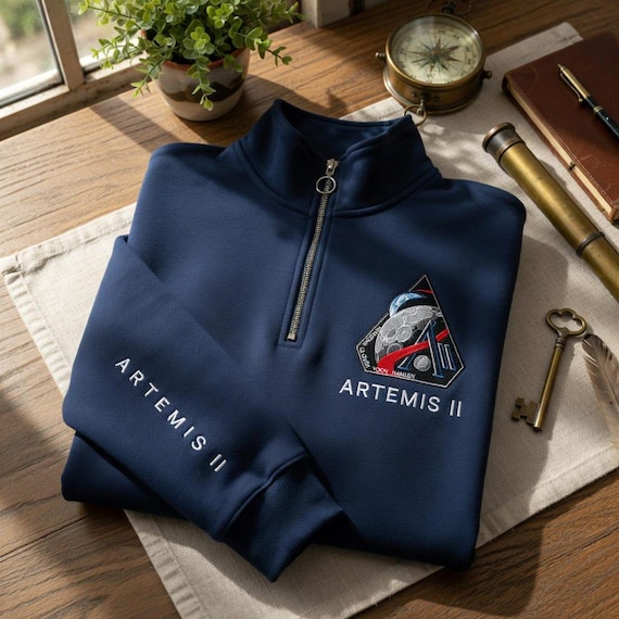 Artemis II Embroidered T-Shirt, NASA Space Program Fan Tee, Moon Mission Rocket Shirt, Astronomy Lover Gift