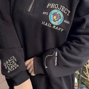Embroidered Project Hail Mary Grace Quarter Zip Sweatshirt – Sci Fi Space Pullover, Amaze Amaze Amaze Sweater, Astronomy Fan Gift
