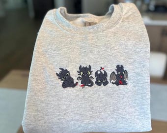 Sudadera bordada de Desdentado HTTYD, suéter bordado de Dragón Desdentado, película Vikingos, regalo para niños fanáticos de Cómo entrenar a tu dragón