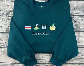 Costa Rica Sloth Embroidered Sweatshirt, Custom Hoodie & Sweatshirt, Personalized Costa Rica Shirt Gift