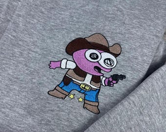 Smiling Friends Cowboy Pim Embroidered Sweatshirt, Funny Friends Cartoon Crewneck, Minimal Meme Character Shirt, Family Group Sweatshirt