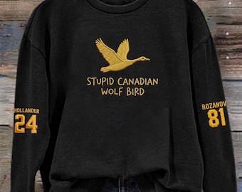 Embroidered Stupid Canadian Wolf Bird Sweatshirt, LGBT Hockey Romance, Stupid Loon Hoodie