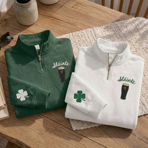 Embroidered Vitamin G Guinness Quarter Zip Sweatshirt: Irish Beer Shirt, St Patrick's Day Tee, Irish Drinking Gift image 1