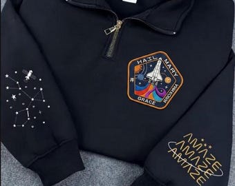 Embroidered Project Mary Hail Grace Quarter Zip Sweatshirt, Project Mary Hail Shirt, Amaze Amaze Amaze Sweater, Astronomy Fan Gift