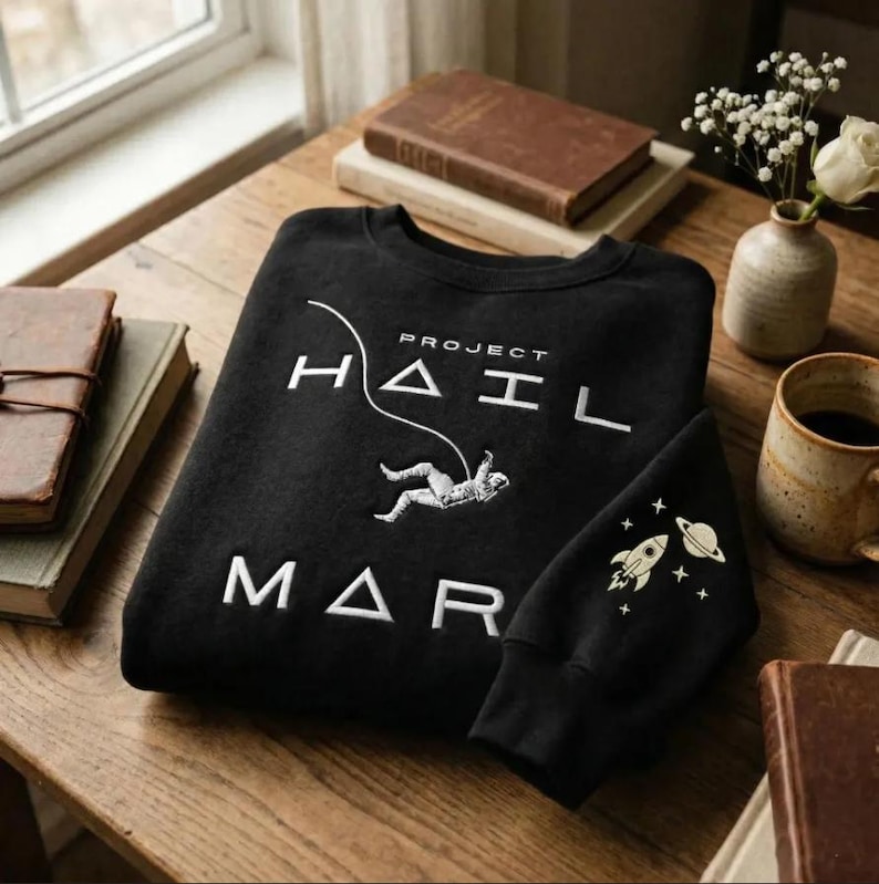 Embroidered Erid Planet Project Hail Mary Shirt, Rocky Amaze Amaze Amaze Embroidery Shirt, Sci-fi Fantasy Bookish Sweater, Book Lovers Gift image 3