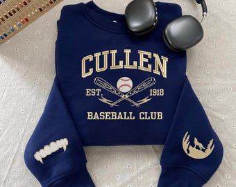 Cullen Baseball Club Twilight Embroidered Sweatshirt, Bookish Crewneck, Vampire Aesthetic, New Moon Eclipse Breaking Dawn Gift