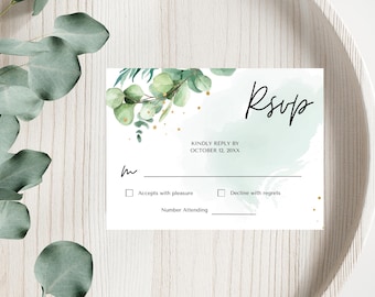 Editable RSVP Card Template - Boho Wedding RSVP - Printable RSVP Card - Instant Download