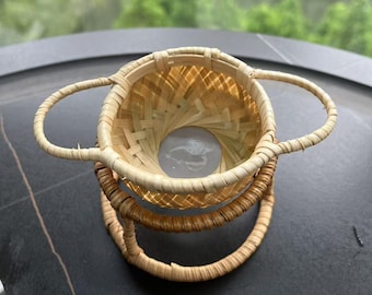 Handmade Chinese Bamboo & Rattan Tea Strainer, Anti-Scalding Tea Filter, Fine Gauze Mesh for Pure Tea Soup, Kung Fu Tea Set Accessory