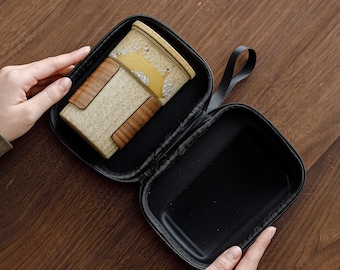 Taza infusora de té con tapa – Taza de cerámica con separador de té de la Grulla de la Ciudad Prohibida para la oficina y viajes