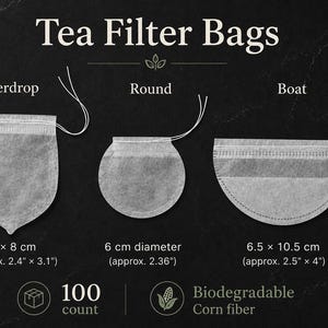 Biodegradable Corn Fiber Tea Filter Bags, Drawstring, Empty Tea Bag 100 Count (Coffee Cold Brew) Bild 2