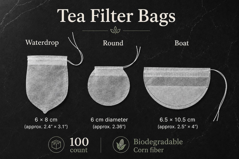 Biodegradable Corn Fiber Tea Filter Bags, Drawstring, Empty Tea Bag 100 Count (Coffee Cold Brew) Bild 2