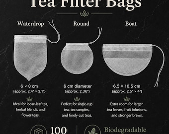 Biodegradable Corn Fiber Tea Filter Bags, Drawstring, 100 Count (Coffee Cold Brew)