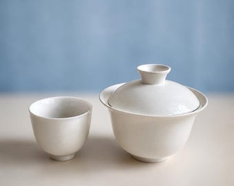 Ash Glaze Gaiwan – Chinese Ceramic Tea Bowl with Lid, Tea lovers Gift 150mL