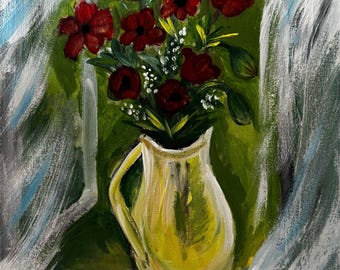 Red Flowers Acrylic Painting