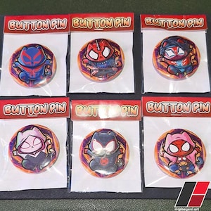 Spider-Man Across Spider-Verse - Button Pins Pinback Buttons