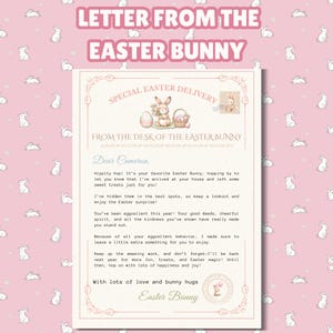 Carta del Conejo de Pascua. Carta personalizada del Conejo de Pascua. Carta imprimible y editable del Conejo de Pascua. Carta infantil del Conejo de Pascua.
