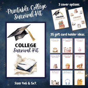 College Survival-cadeaubon Boek afdrukbaar | 35 pagina's met cadeaukaarthouders | Digitale download voor studenten | Cadeau-idee voor terug naar school
