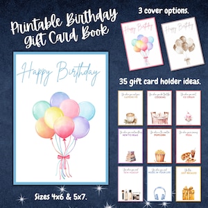 Printable Birthday Gift Card Book – DIY Gift Card Holder, Organizer, 35 Pages, Instant Download, Unique Gift Idea
