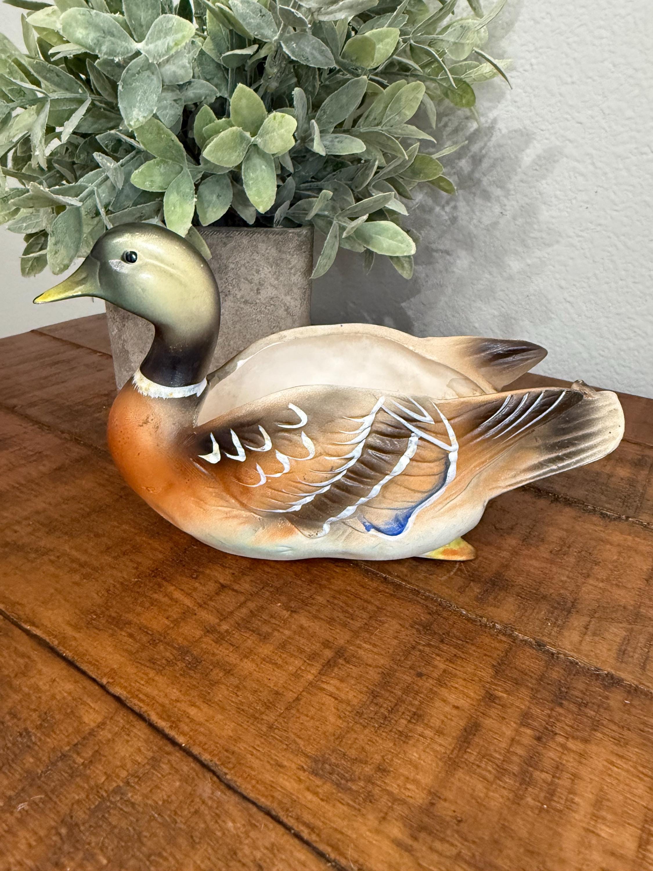 Vintage 1960s Napco Mallard Duck Planter - Retro Ceramic Decor for