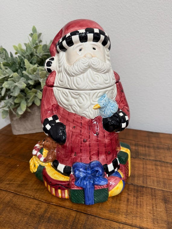 Weihnachtsmann-Weihnachtskeksdose - Festlicher Keramik-Aufbewahrungsbehälter für Feiertags-Leckereien von Debbie Munn