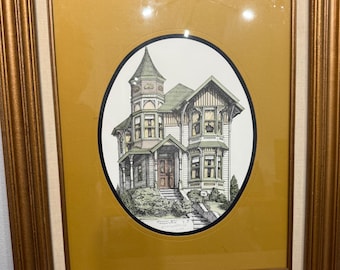 Signed Victorian House Lithograph: Petaluma, CA Architectural Art Print by Debbie Patrick