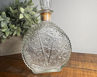 Decantador de vidrio vintage, botella de whisky, colección de artículos de bar, almacenamiento de vino y licores, decoración de bar, tapón de cristal antiguo, regalo