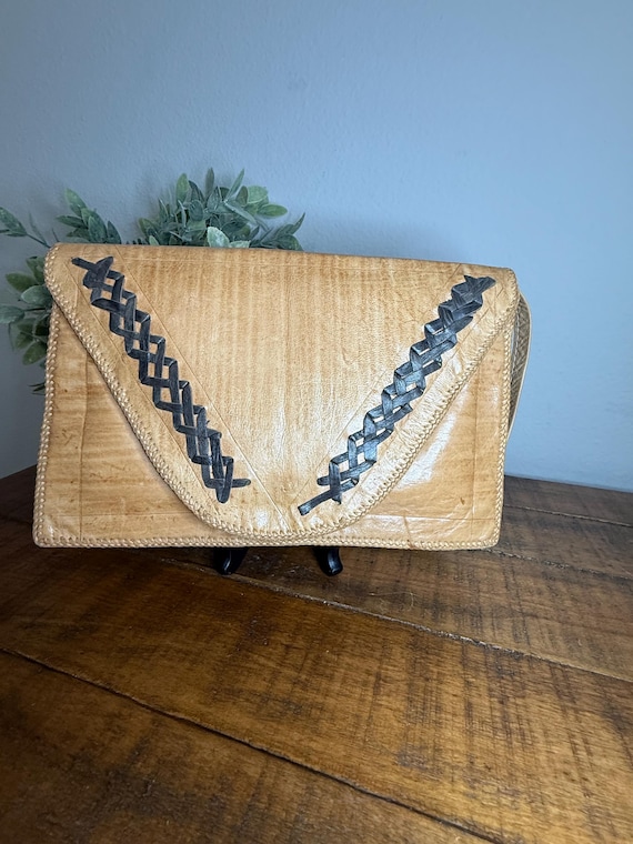 Vintage Tooled Leather Crossbody Bag: Western Boho Handcrafted Woven Handbag for Women