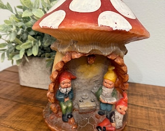 Vintage 1970s Handcarved Gnome Elf Candle by Johann Gunter - Whimsical Woodland Decor