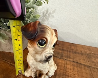 Adorable Vintage 1970s Large Ceramic Sad Crying Brown Puppy Dog W