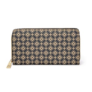 Cartera con estampado de flores Batik para mujer, cartera con cremallera, cartera con cremallera, cartera para mujer, cartera larga, monedero de cuero vegano, regalo para ella