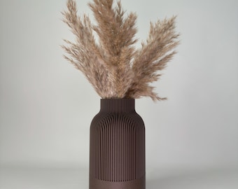 ORRIS | 3D Printed Vase: Tall Ribbed Modern Decor for Dried Flowers